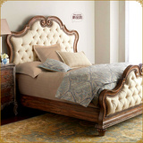 美式实木布艺软靠背双人床 法式雕花奢华卧室大床 高档欧式婚床
