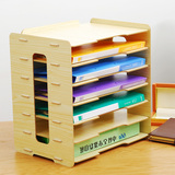 木制文件箱书桌面A4木质书本资料架收纳盒多功能办公室整理架