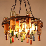 美式loft复古工业风餐厅酒吧台咖啡厅艺术吊灯创意彩色酒瓶玻璃灯