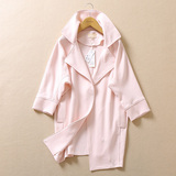 TA4881 女装秋季新款 甜美粉色九分袖中长款外套风衣女