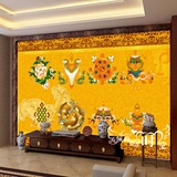民族藏式唐卡佛教天顶佛像壁纸大型壁画餐厅电视背景墙纸吉祥八宝