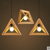 设计师的灯复古美式卧室客厅欧式创意咖啡厅三角形木头框吊灯
