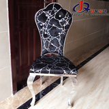 简约时尚酒店椅欧式餐厅靠背椅后现代不锈钢餐椅休闲绒布餐厅椅子