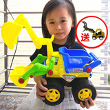 儿童惯性玩具车搅拌车卡车挖土挖掘机宝宝工程车汽车模型大号套装