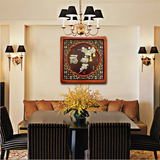 现代中式玉雕画实木方形挂画立体浮雕壁画客厅沙发背景墙玄关装饰