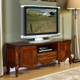 美式乡村实木雕花电视柜 1.5米欧式卧室电视机柜子 置物柜 储物柜