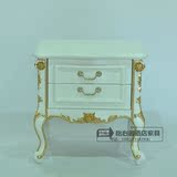 欧式床头柜实木雕花 田园后现代床头柜白色描银 新古典床头柜特价