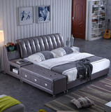 真皮床榻榻米床1.8米简约现代双人床小户型结婚床软体床储物床