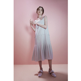 LIA原创独立设计师品牌 夏季女装新款100％真丝大码百褶连衣裙