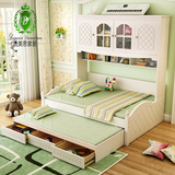 儿童床公主床衣柜床多功能组合床男孩女孩双层床子母床储物床实木