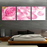 现代简约三联无框画玫瑰花卉花朵装饰画客厅单幅墙画卧室壁画挂画