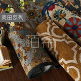 印度进口纯手工羊毛地毯 欧美式客厅卧室现代时尚床边毯包邮 麦田