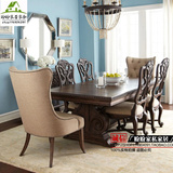 美式餐桌组合实木餐桌椅组合6人餐桌整装欧式法式长方形餐桌现货