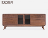 北欧宜家黑胡桃木电视柜纯实木视听柜现代简约日式定制客厅家具