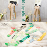 夏季薄款船袜女日系卡通水晶丝袜短袜浅口纯棉底透明玻璃丝隐形袜