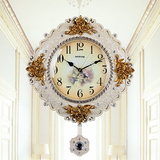 欧式豪华客厅静音挂钟现代简约创意卧室装饰美式摇摆大号墙壁钟表