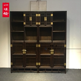 免漆老榆木书柜 简易储物柜实木展示柜新中式茶柜 仿古新明式家具