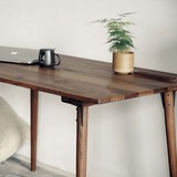 纯实木餐桌黑胡桃木色原木简约桌子办公桌日式餐厅家具办公桌