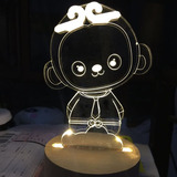 木制3D立体LED简约可爱装饰台灯音乐盒八音盒猴年情人节礼物 猴子