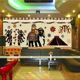 无缝大型壁画印度大象墙纸瑜伽馆健身房休闲餐厅客厅沙发背景壁纸