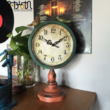 欧式座钟 客厅美式做旧钟表 大号时尚创意复古坐钟台钟铁艺时钟