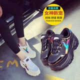 学院韩版松糕女鞋学生单鞋车轮鞋厚底系带低帮休闲鞋运动鞋跑步鞋