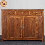 老榆木餐边柜纯实木碗柜厨房储物玄关柜简约现代中式新古典家具