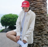 韩国官网代购 16夏季 ulzzang纯色百搭口袋标签宽松长袖衬衫外套