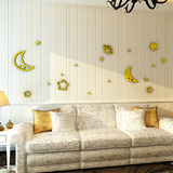 星星月亮水晶3d亚克力立体墙贴 儿童房卧室客厅幼儿园装饰背景墙