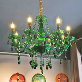 漫咖啡灯具蓝水晶吊灯欧式客厅餐厅绿红色网咖吊灯创意西餐厅灯饰
