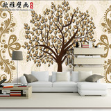 北欧式3D立体壁画温馨沙发卧室个性花纹发财树壁纸客厅背景墙纸