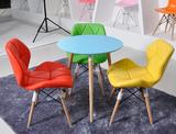 现代简约皮革家用餐椅实木休闲椅会议洽谈椅北欧咖啡厅靠背椅子