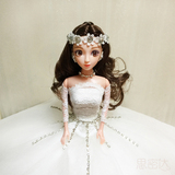 3D真眼婚纱芭比娃娃新娘白色超大裙摆女孩玩具礼物洋娃娃婚庆摆件