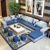 布艺沙发大小户型可拆洗简约现代客厅转角L型U型布沙发组合
