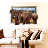 3d立体感动物仿真大象贴画创意逼真墙贴家居客厅背景墙壁装饰贴纸