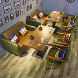 简约北欧 咖啡厅沙发桌椅 休闲扶手沙发 甜品奶茶店卡座沙发桌椅