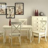 特价美式乡村田园实木餐桌椅组合现代欧式白色餐桌饭桌方形餐台椅