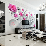3d立体无纺布大型电视背景墙纸壁画客厅卧室简约壁纸温馨玫瑰