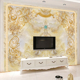 电视背景墙壁纸壁画客厅大理石欧式花纹皇室飞花无缝墙布大型壁画