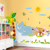 卡通墙贴儿童房间卧室壁画幼儿园学校装饰贴纸墙纸墙上贴画动物贴