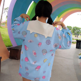 韩版学院风日系软妹猫咪与毛线球水手领和风浴衣系带外套防晒衣女