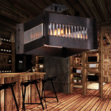 复古工业餐厅吸顶灯创意方形餐吊灯玻璃灯饰LED吧台饭厅灯具