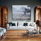 简约现代新中式沙发墙走廊玄关卧室书房挂画灰色山水抽象意境油画