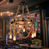 复古酒吧北欧铁艺创意艺术麻绳吊灯美式乡村复古简约loft餐厅灯具