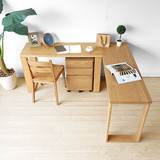 原木良品日式纯实木书桌书架组合电脑桌简约宜家书柜白橡木家具