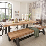 美式长方形复古实木铁艺餐桌住宅家具办公酒吧餐饮咖啡桌椅会议桌