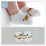 宝宝袜子夏薄棉 婴儿船袜可爱卡通水果防滑地板袜男女儿童松口袜