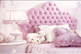 软包床儿童女孩粉红色公主床1.2米欧式童房单人小床软包床1.35