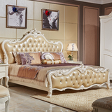 上止正家具 法式双人1.8米卧室高档真皮大床雕花2m婚床欧式实木床