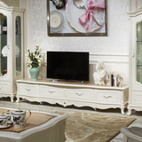 上止正家具欧式实木电视柜2.4米白色抽屉法式简约新古典2.1米地柜